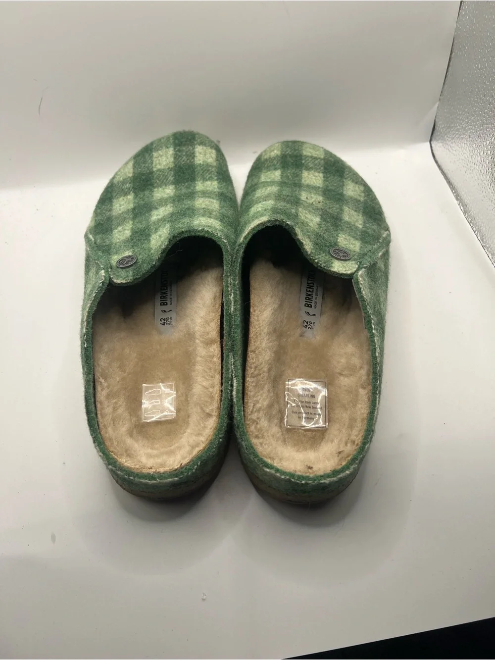 BIRKENSTOCK Zermatt Rivet Split Beryl GREEN Shearling slipper